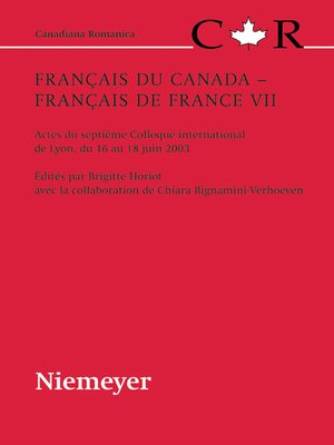 cover image of Français du Canada – Français de France VII
